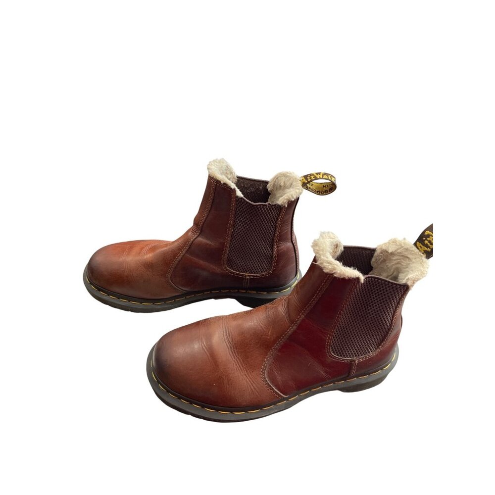 Dr. Martens Leonore Brown Leather Fur-Lined Chelsea Boots SIze 7 SKU 8905 - Picture 3 of 16